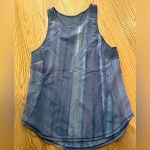 Lululemon Sculpt Tank II Brushed Spray Dye White Code Blue Sleeveless Mesh Top